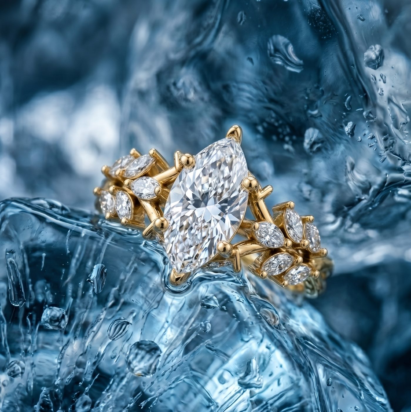 Marquise lab grown diamond ring
